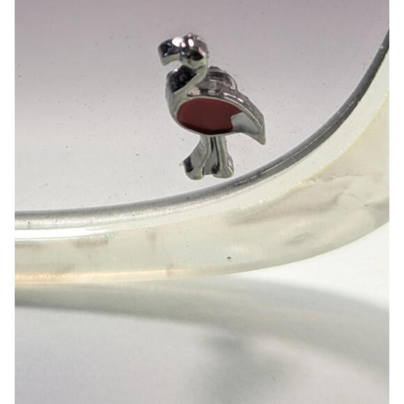 Betsey Johnson White Square Sunglasses Flamingo Accent Logo Designer - Picture 3 of 9